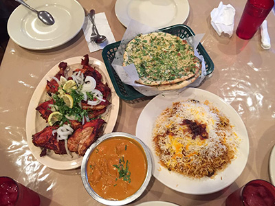 Indian and Pakistani feast - Biriyani, Chicken Tikka masala and Butter Naan